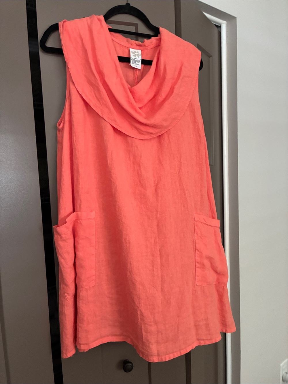 Match Point Coral Linen Top One Size